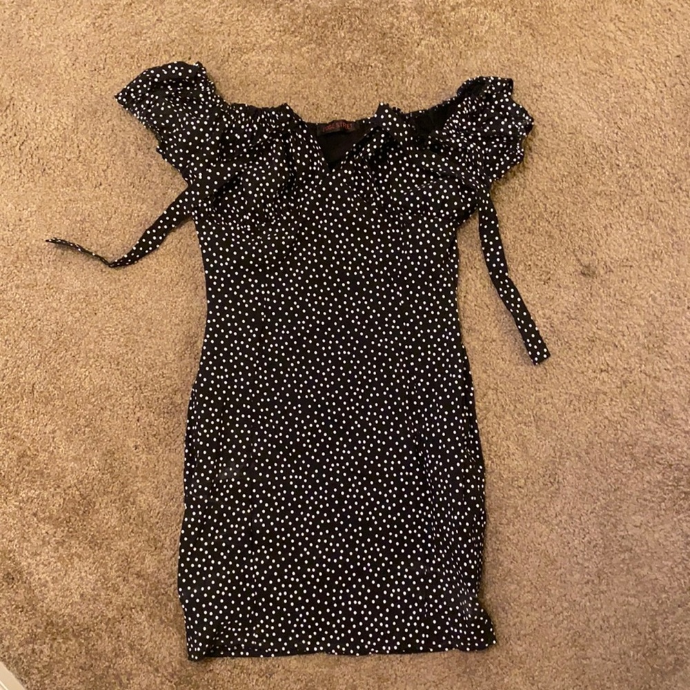TIE FRONT POLKA DOT MINI MILKMAID DRESS